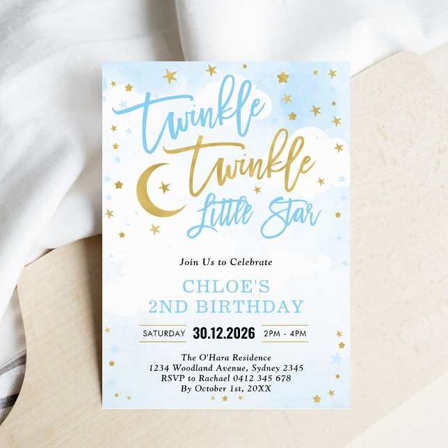 Invitation Twinkle Twinkle Little Star Blue Boy Anniversaire (Créateur téléchargé)