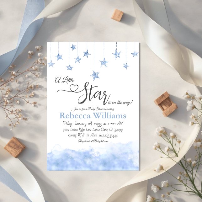 Invitation Twinkle Twinkle Little Star Blue Boy Baby Shower (Créateur téléchargé)