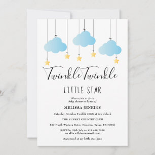Invitation Twinkle Twinkle Little Star Blue Boy Baby shower