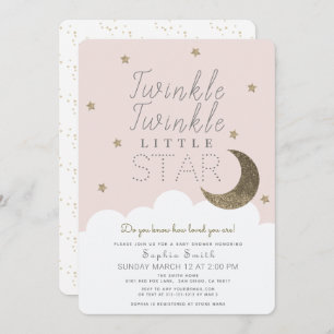Invitation Twinkle Twinkle Little Star Blush Baby shower rose