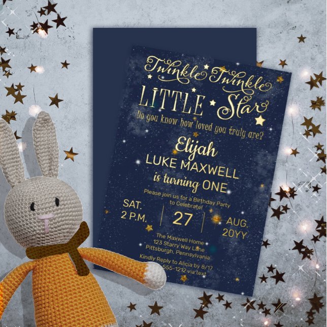 Invitation Twinkle Twinkle Little Star Boy 1er anniversaire (Créateur téléchargé)