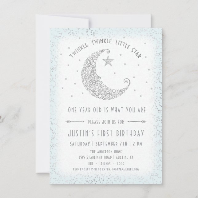 Invitation Twinkle Twinkle Little Star Boy Anniversaire Invit (Devant)
