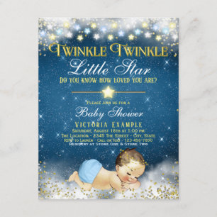 Invitation Twinkle Twinkle Little Star Boy Baby shower