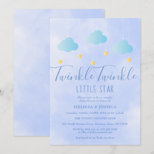 Invitation Twinkle Twinkle Little Star Boy Blue Baby Shower