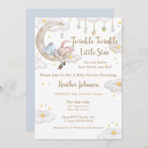 Invitation Twinkle Twinkle Little Star Bunny Baby shower