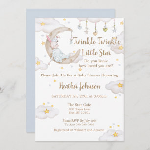 Invitation Twinkle Twinkle Little Star Bunny Baby shower