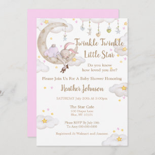 Invitation Twinkle Twinkle Little Star Bunny Baby shower
