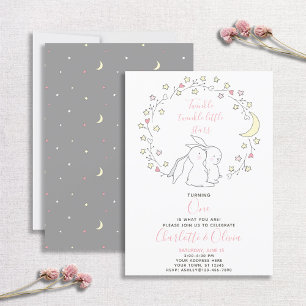 Invitation Twinkle Twinkle Little Star Bunny Twins 1ère parti