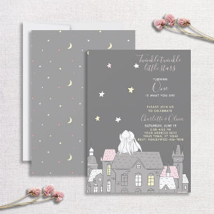 Invitation Twinkle Twinkle Little Star Bunny Twins 1ère parti