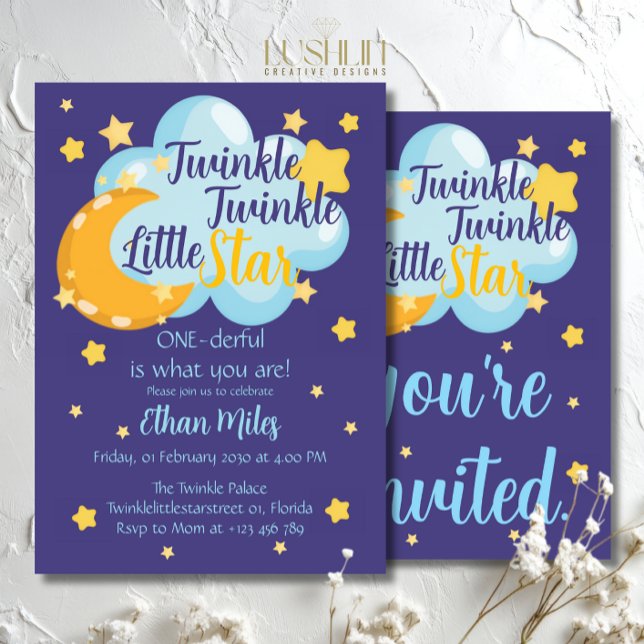 Invitation Twinkle Twinkle Little Star Cute Premier anniversa (Créateur téléchargé)