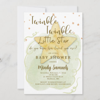 Invitation Twinkle Twinkle Little Star Douche genre neutre
