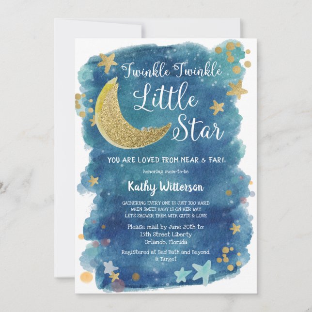 Invitation Twinkle Twinkle Little Star Douche par courrier (Devant)
