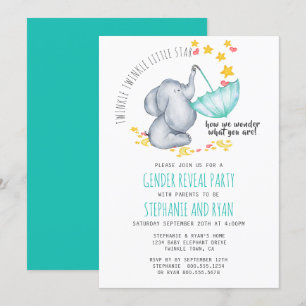 Invitation Twinkle Twinkle Little Star Éléphant Révélation du