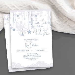 Invitation Twinkle Twinkle Little Star Fairy Blue Baby shower
