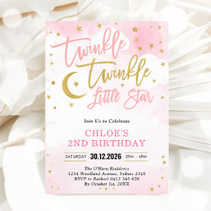 Invitation Twinkle Twinkle Little Star Fille Anniversaire Ros