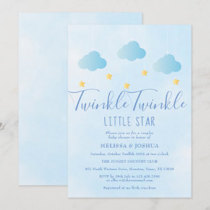 Invitation Twinkle Twinkle Little Star Garçon Bleu Baby Showe