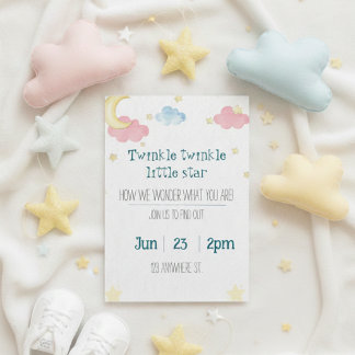 Invitation twinkle twinkle little star gender reveal invite