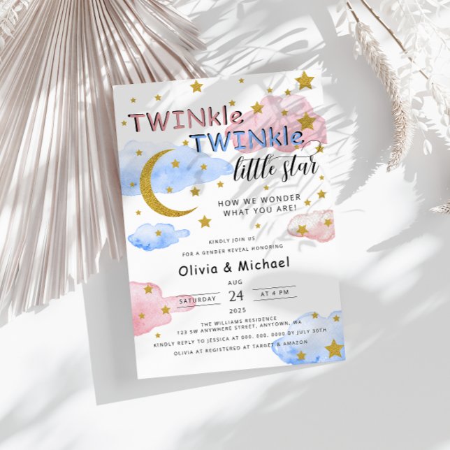 Invitation TWINkle TWINkle Little Star Gender Reveal Party (Créateur téléchargé)