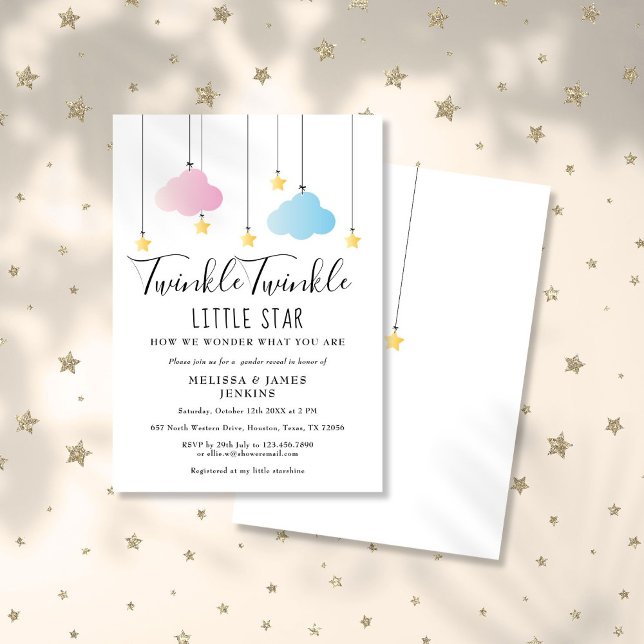 Invitation Twinkle Twinkle Little Star Genre Reveal Party (Twinkle Twinkle Little Star Gender Reveal Party Invitation)