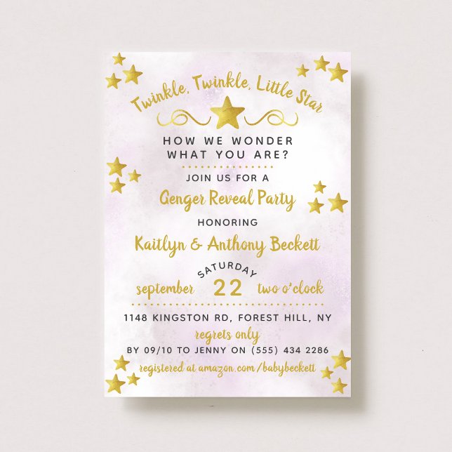 Invitation Twinkle Twinkle Little Star Genre Reveal Party (Créateur téléchargé)