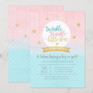 Invitation Twinkle Twinkle Little Star Genre Révéler Douche