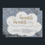 Invitation Twinkle Twinkle Little Star Girls Premier annivers<br><div class="desc">Des nuages fluides et de la parties scintillant d'or dans un ciel d'étoiles comme toile de fond pour invitation votre famille et vos amis à votre petite fille Twinkle Twinkle Little Star à thème 1er anniversaire fête.</div>