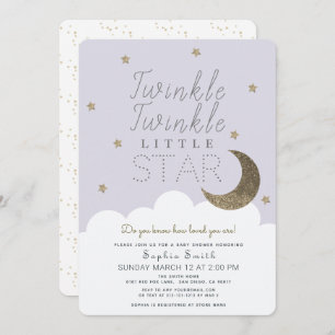 Invitation Twinkle Twinkle Little Star Lilac Baby shower