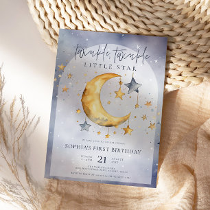 Invitation Twinkle Twinkle Little Star Moon 1er anniversaire