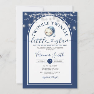 Invitation Twinkle Twinkle Little Star Moon Baby shower léger