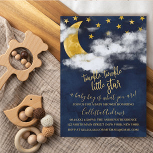 Invitation Twinkle Twinkle Little Star Moon Boy Baby shower