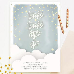 Invitation Twinkle Twinkle Little Star Nuages Anniversaire