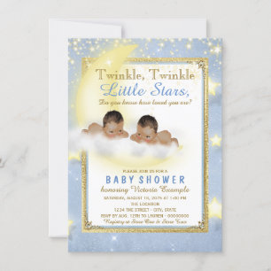 Invitation Twinkle Twinkle Little Star Twin Boy Baby shower I