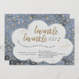 Invitation Twinkle Twinkle Little Star Twin Boys 1er annivers