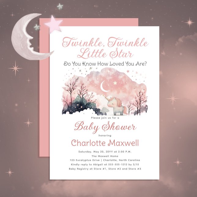Invitation Twinkle Twinkle Little Star Unicorn Baby shower (Créateur téléchargé)