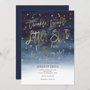 Invitation Twinkle Twinkle Little Stars, Baby shower
