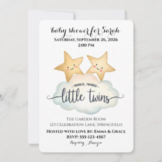 Invitation Twinkle, Twinkle Little Twins Baby shower Invitati