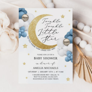 Invitation TWINKLE TWINKLE Lune Et Étoiles Baby shower