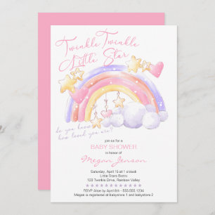 Invitation Twinkle Twinkle mignon Rainbow Rose Girl Baby show