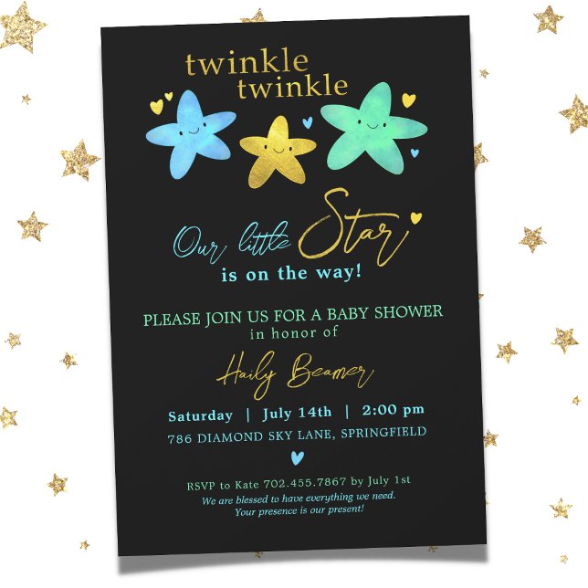 Invitation Twinkle Twinkle Notre petit Baby shower Star (Créateur téléchargé)