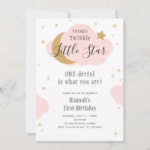 Invitation Twinkle, Twinkle, ONE derful Pink premier annivers