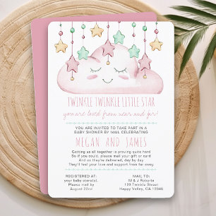 Invitation Twinkle Twinkle Poem Girl Baby shower par courrier
