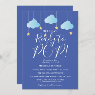 Invitation Twinkle Twinkle Ready to Pop Baby shower Blue