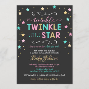 Invitation Twinkle Twinkle Star Baby shower, Révélation de ge