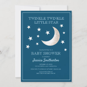 Invitation Twinkle Twinkle Stars Lune Baby Boy Baby shower