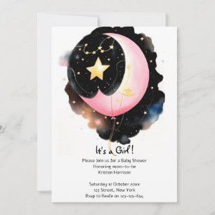 Invitation Twinkling Celestial : Lune & Étoiles Baby shower f