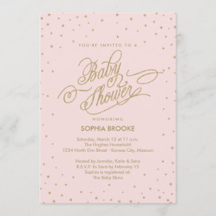 Invitation Twinkly Gold Stars Fancy Baby shower rose Invitati