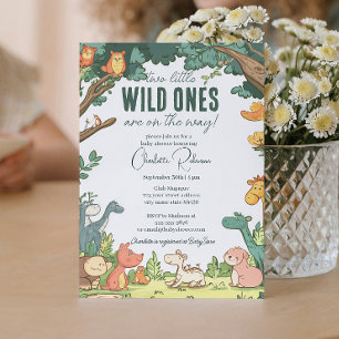 Invitation Twins baby shower I Cute animaux de la forêt