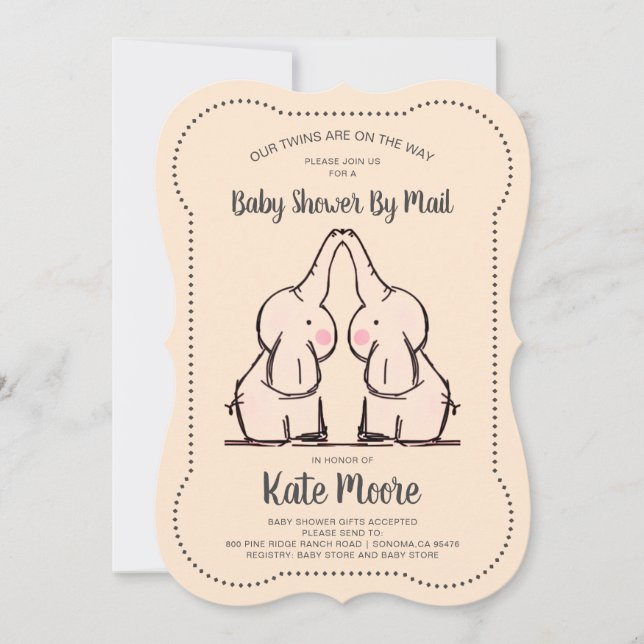 Invitation Twins Baby shower Neutre Pour Les Sexes Par La Pêc (Devant)