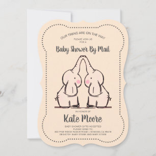 Invitation Twins Baby shower Neutre Pour Les Sexes Par La Pêc