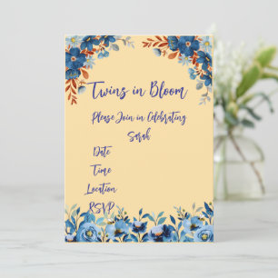 Invitation Twins dans le Baby shower Bloom